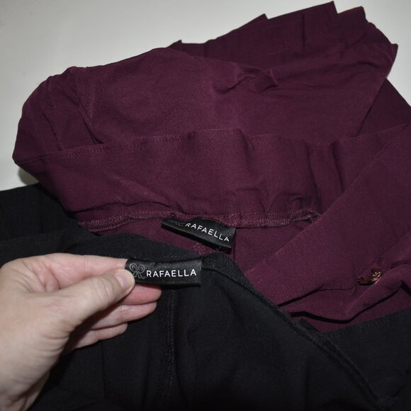 2 pairs of Rafaella Sateen Pants - Sz 18 - Black & Burgandy - Picture 8 of 10